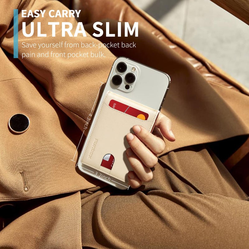 RUNBOX Slim Wallet for Men Minimalist Leather Bifold RFID Blocking with Gift Box White & Brown - Image 3