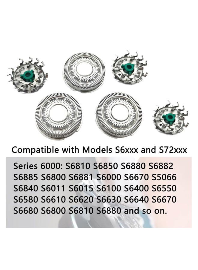 Gleway رؤوس استبدال SH60/72 متوافقة مع ماكينة حلاقة فيليبس نوريلكو لسلسلة 6000 S6810/82، S6850/85، S6880/81، شفرات استبدال SH60 لماكينات حلاقة نوريلكو سلسلة 6000، مجموعة شفرات مطورة 6 قطع - Image 2