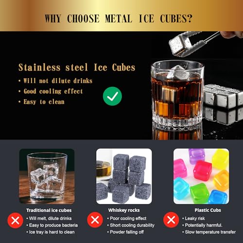 SAICOOS 16 Pack Reusable Stainless Steel Ice Cubes for Drinks - Metal Whiskey Stones, High Cooling Technology, for Whiskey, Vodka, Liqueurs, Wine, Beverage Juice or Soda, Pack of 16 - Image 3
