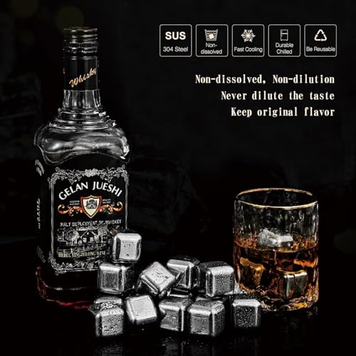 SAICOOS 16 Pack Reusable Stainless Steel Ice Cubes for Drinks - Metal Whiskey Stones, High Cooling Technology, for Whiskey, Vodka, Liqueurs, Wine, Beverage Juice or Soda, Pack of 16 - Image 2