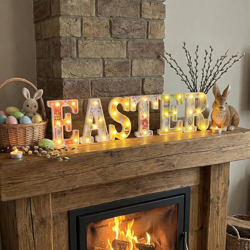 sewrung Easter Lights Indoor Decorations - Table Decors for Home Party & Holiday - Easter Sign - Image 1
