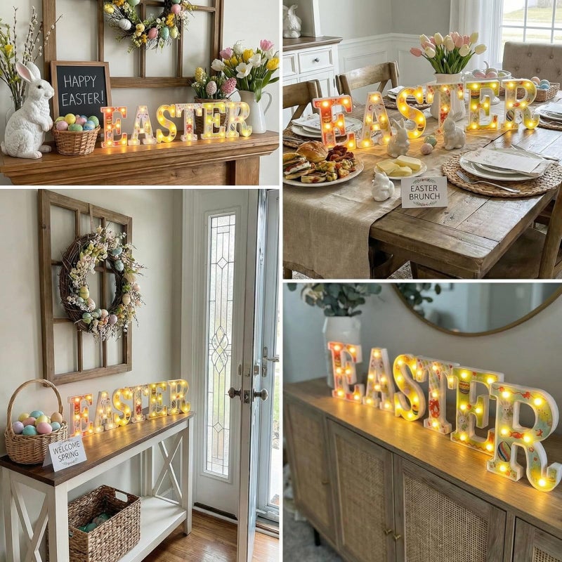 sewrung Easter Lights Indoor Decorations - Table Decors for Home Party & Holiday - Easter Sign - Image 5