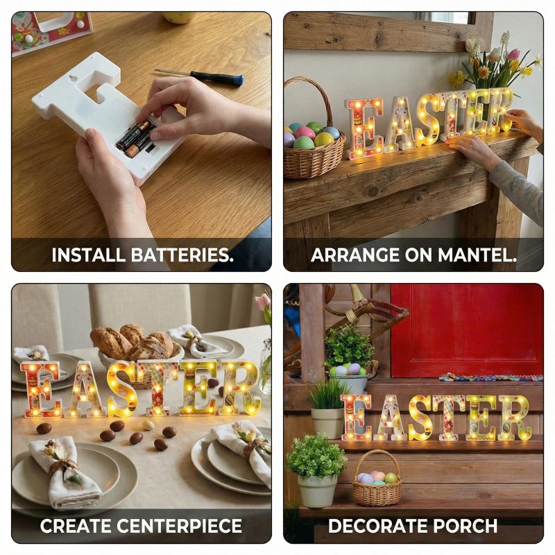 sewrung Easter Lights Indoor Decorations - Table Decors for Home Party & Holiday - Easter Sign - Image 4