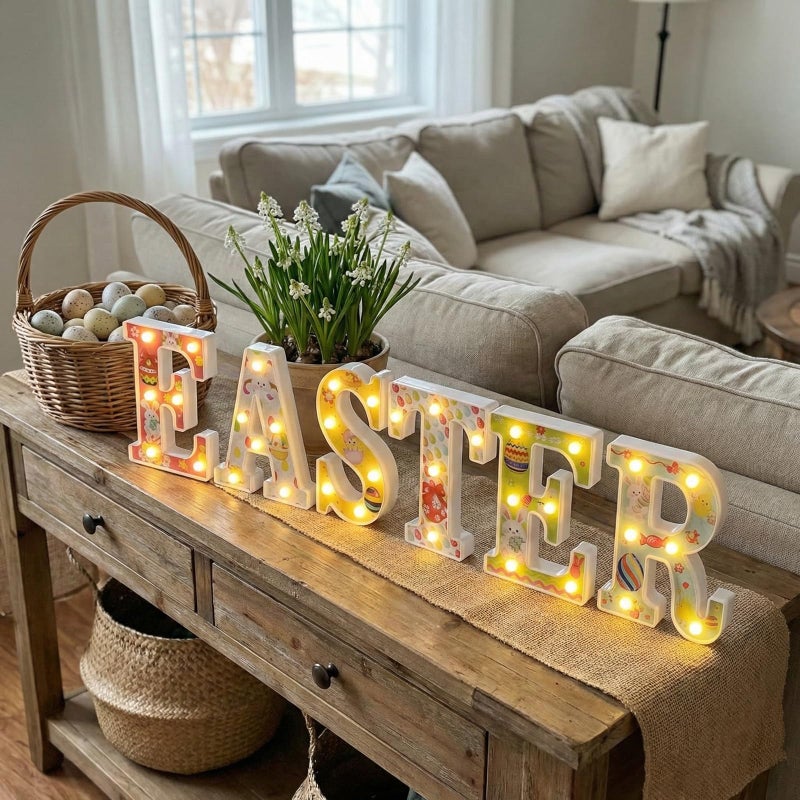 sewrung Easter Lights Indoor Decorations - Table Decors for Home Party & Holiday - Easter Sign - Image 2