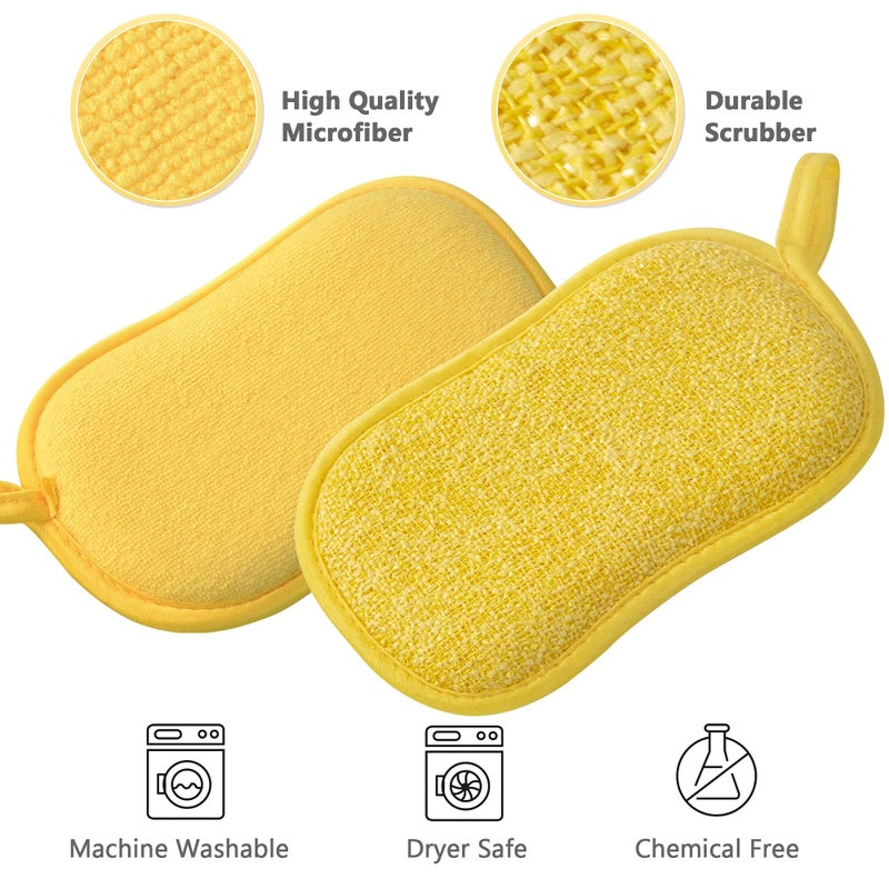 WMM Multipurpose Kitchen Scrub Sponges, Heavy Duty Cleaning Non-Scratch Scrub Sponge, Reusable Microfiber Sponge for Household Cleaning, Six Color Packaging (6pcs) - Image 2