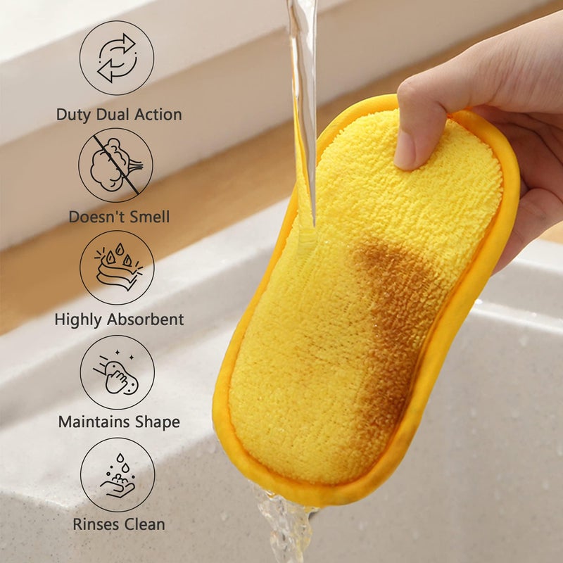 WMM Multipurpose Kitchen Scrub Sponges, Heavy Duty Cleaning Non-Scratch Scrub Sponge, Reusable Microfiber Sponge for Household Cleaning, Six Color Packaging (6pcs) - Image 5
