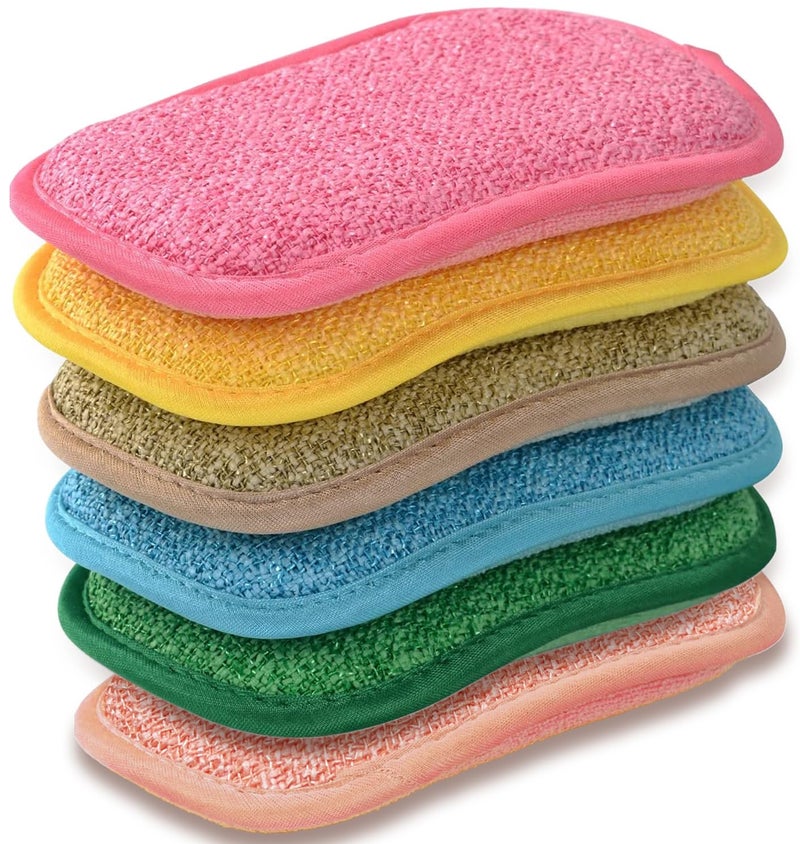 WMM Multipurpose Kitchen Scrub Sponges, Heavy Duty Cleaning Non-Scratch Scrub Sponge, Reusable Microfiber Sponge for Household Cleaning, Six Color Packaging (6pcs) - Image 1