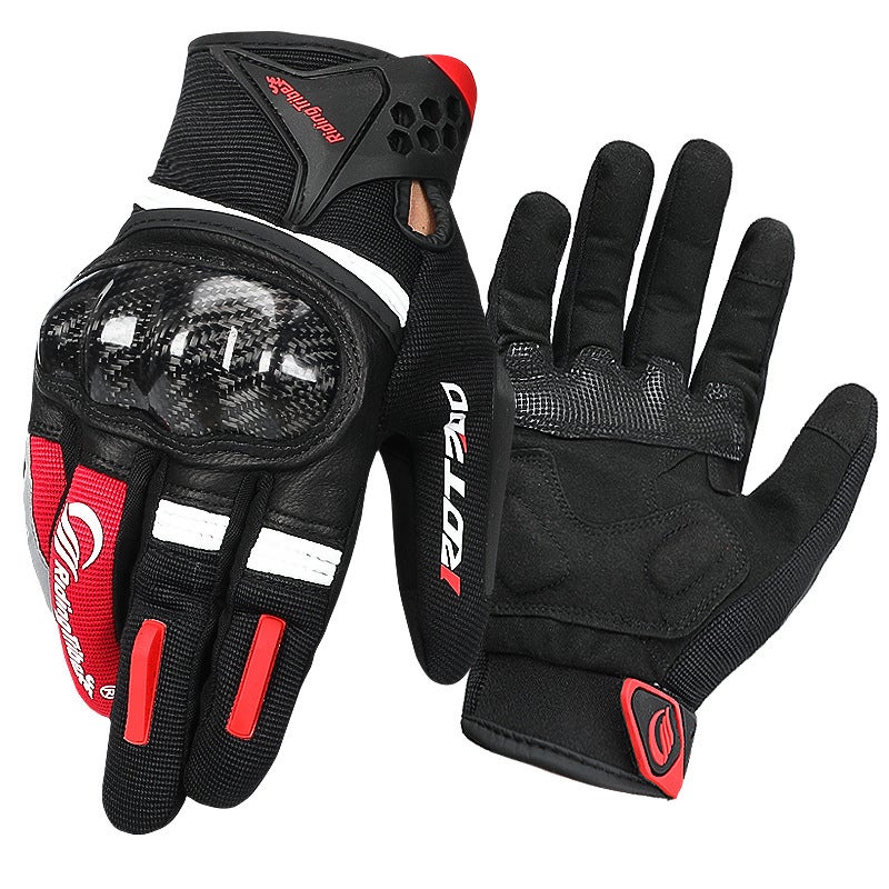 Motorcycle Four-Season Windproof Adult Shock-Absorbing Outdoor Mountaineering And Skiing Carbon Fiber Anti-Fall Full-Finger Riding Touch Screen Gloves - Image 3