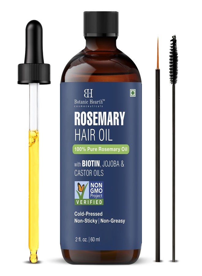 Botanic Hearth 100% Pure Rosemary Oil For Hair (2 Fl Oz) Infused With Biotin, Jojoba & Castor Oil | Hair Treatment | Nourishing & Volumizing | Non Gmo Verified | With Applicators - Hair Tonic - Image 1