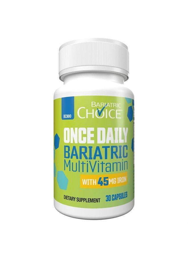 Bariatric Choice كبسولة متعددة الفيتامينات لعلاج السمنة تحتوي على 45 ملجم من الحديد (30 كبسولة) مرة واحدة يوميًا - Image 1