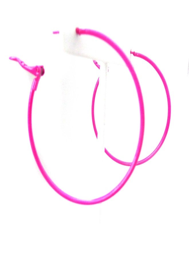 Divas Diggables Hot Pink Hoop Earrings Simple Thin Hoop Earrings 2 Inch Hoop Earrings - Image 2