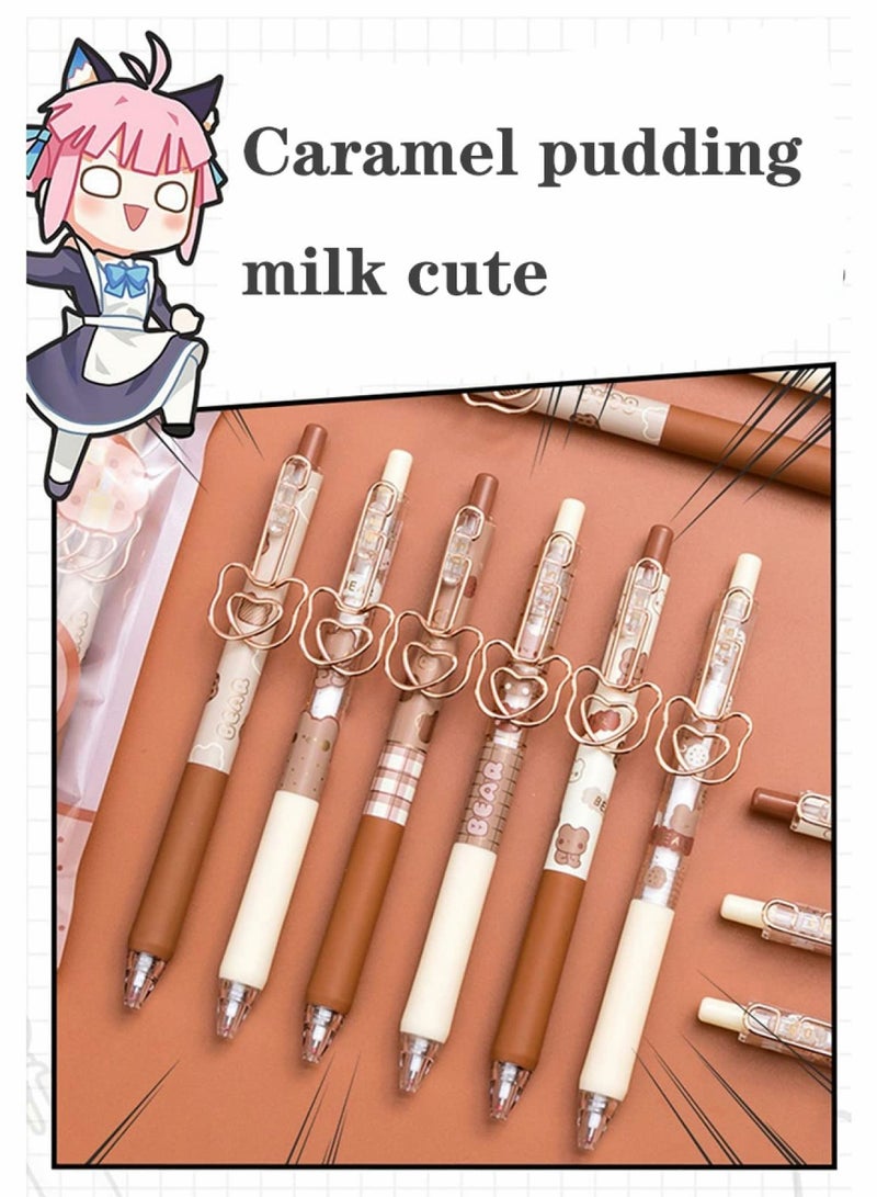 Ballpoint Pen, Retractable Gel Rollerball Pens Cute Bear Pen Ins Student Signature Pen, Kawaii Office Pen Cute Stationery (caramel Pudding Bear) - Image 2