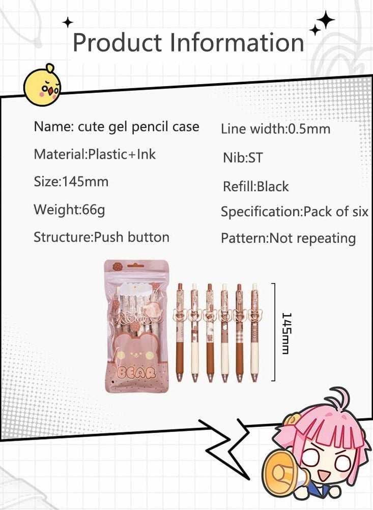 Ballpoint Pen, Retractable Gel Rollerball Pens Cute Bear Pen Ins Student Signature Pen, Kawaii Office Pen Cute Stationery (caramel Pudding Bear) - Image 5