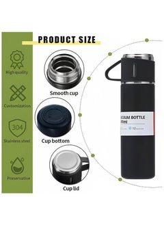 Arabest Thermos Bottle with 2 Extra Cups, 500ml Vacuum Flask Set, Stainless Steel, Leak proof, Travel Bottles for Hot and Cold drinks (Blue)  - Image 2
