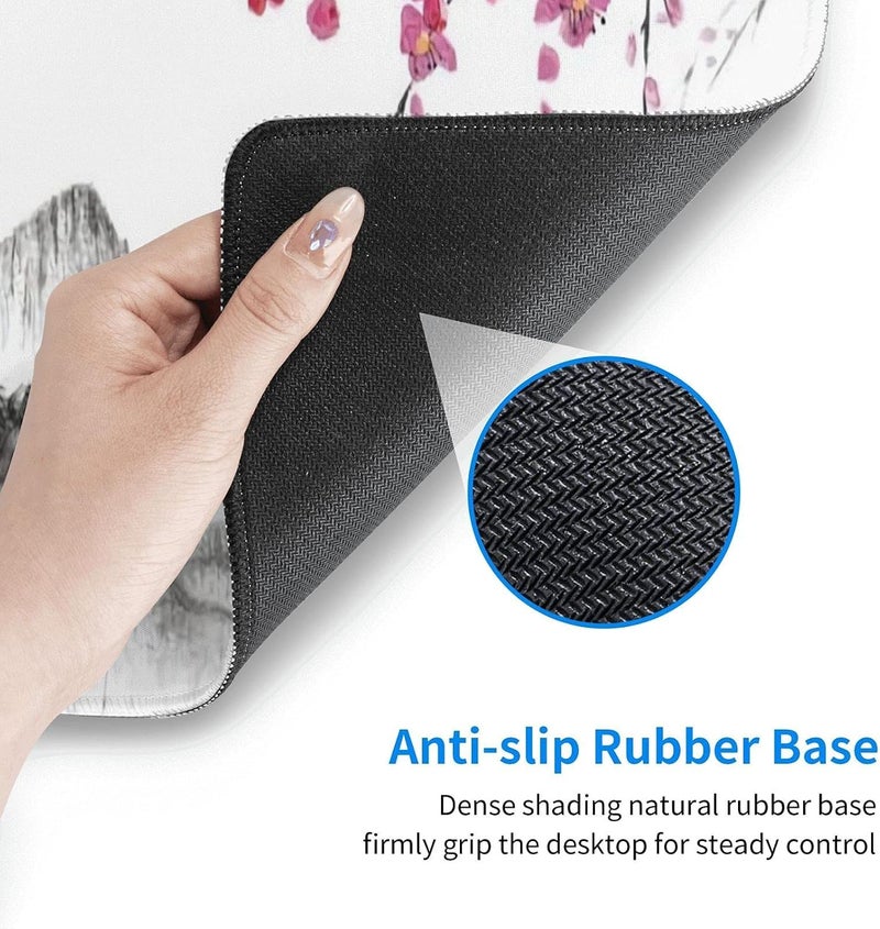 Excefore Gaming Mouse Pad Black and White Plum Bossom Cherry Blossom, Extended Large Mouse Mat Desk Pad, Stitched Edges Mousepad, Long Non-Slip Rubber Base Mice Pad (31.5x11.8x0.12 Inch, A1) - Image 4