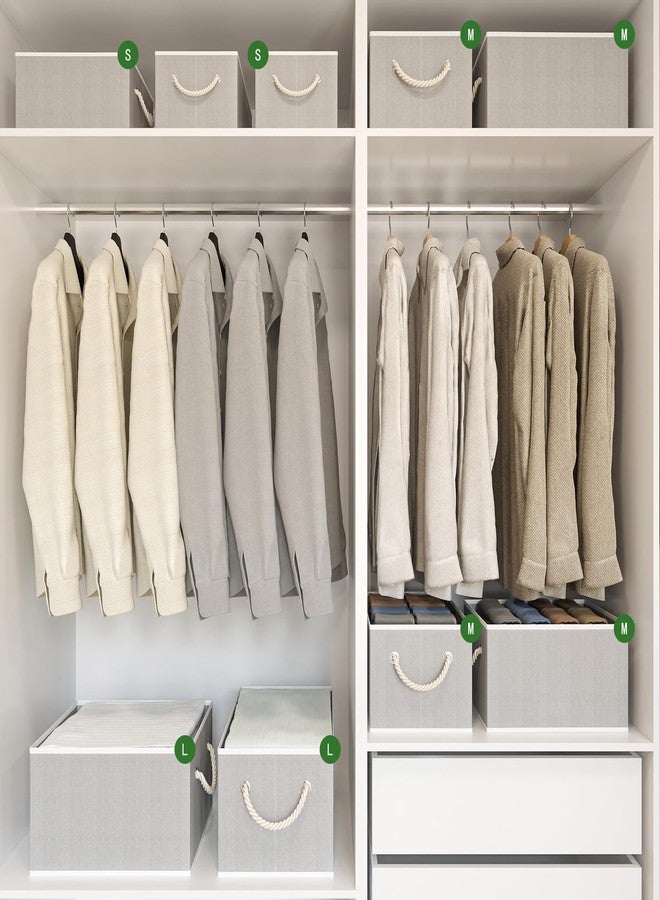 Coyacool Foldable Baskets for Storage 4-Pack, Medium Organizing Bins for Closet, Linen Storage Boxes for Shelves, Toys, Books, Decorative Storage Baskets with Rope Handles, Grey - Image 5