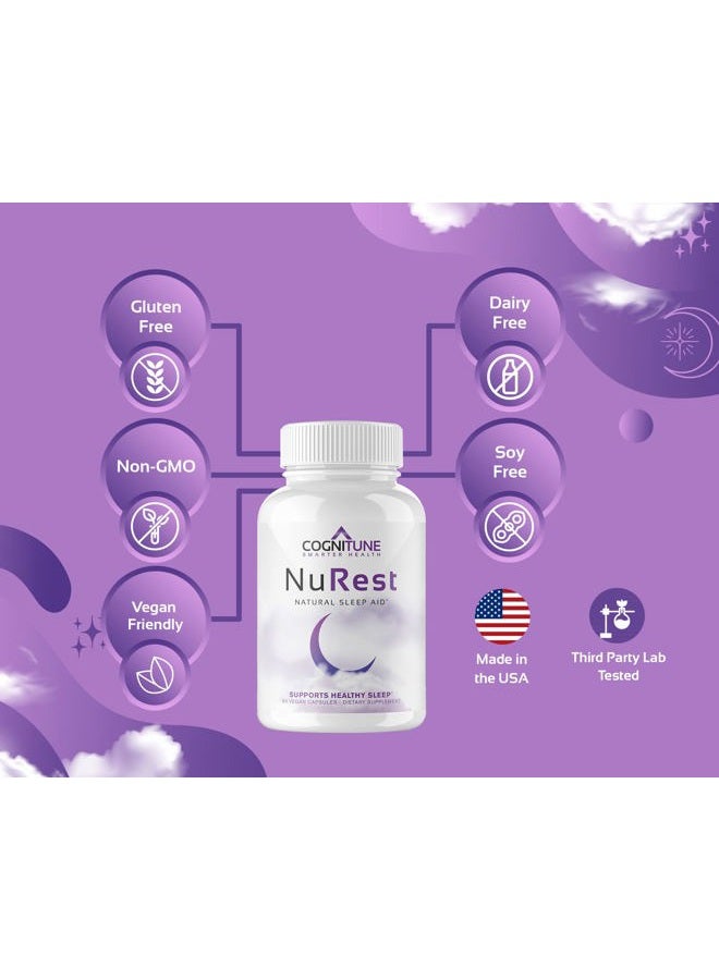 CogniTune Natural Sleep Aid for Adults - Herbal Sleep Aid Supplement - Non-Drowsy Formula with Melatonin, Valerian Root, Lemon Balm, Chamomile, GABA & More - Image 5