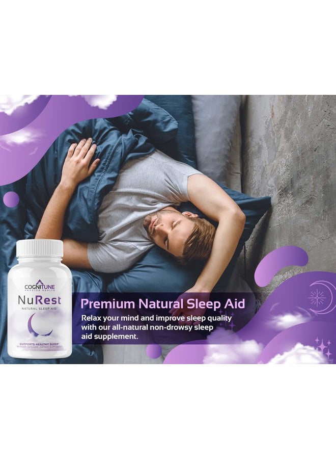 CogniTune Natural Sleep Aid for Adults - Herbal Sleep Aid Supplement - Non-Drowsy Formula with Melatonin, Valerian Root, Lemon Balm, Chamomile, GABA & More - Image 2