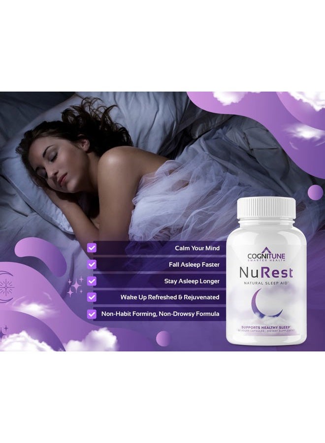 CogniTune Natural Sleep Aid for Adults - Herbal Sleep Aid Supplement - Non-Drowsy Formula with Melatonin, Valerian Root, Lemon Balm, Chamomile, GABA & More - Image 4