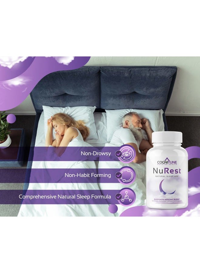 CogniTune Natural Sleep Aid for Adults - Herbal Sleep Aid Supplement - Non-Drowsy Formula with Melatonin, Valerian Root, Lemon Balm, Chamomile, GABA & More - Image 3