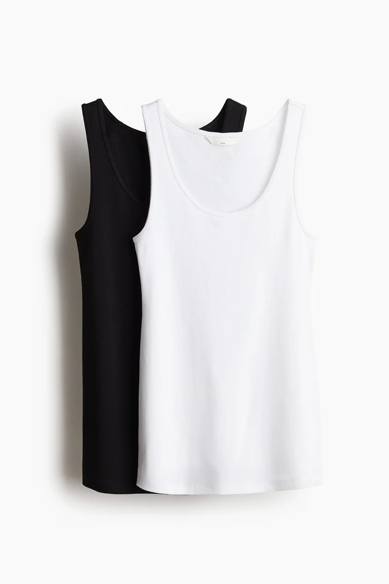 H&M MAMA 2-pack cotton vest tops