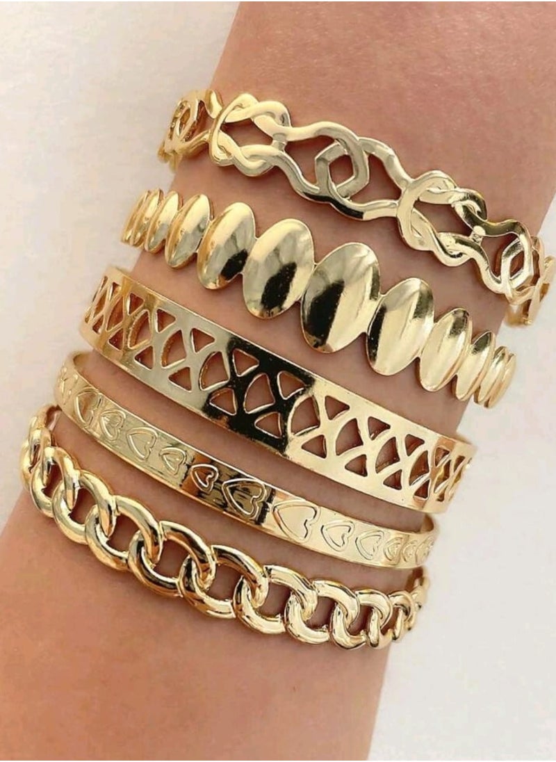 Shein - 5pcs/set Hollow Out Cuff Bangle BRACELET - Image 1