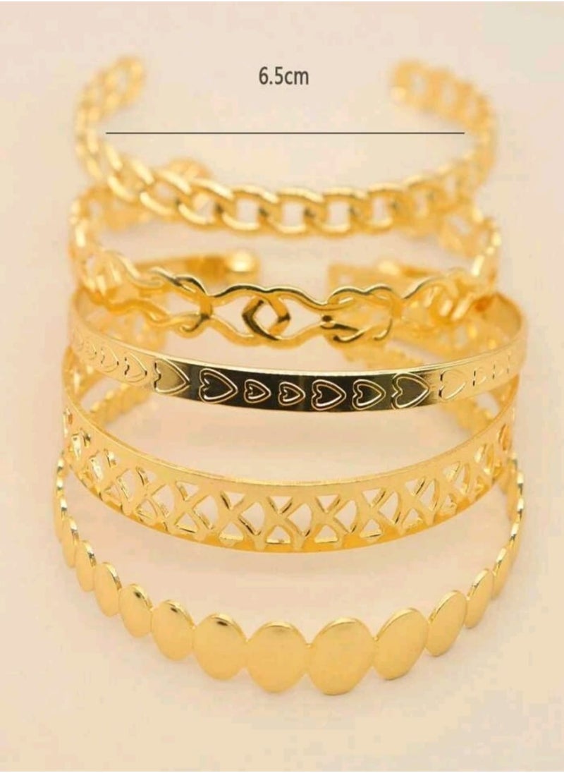 Shein - 5pcs/set Hollow Out Cuff Bangle BRACELET - Image 1