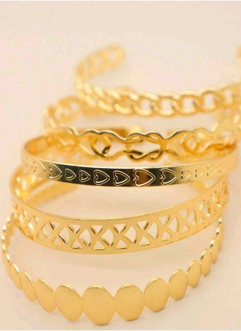 Shein - 5pcs/set Hollow Out Cuff Bangle BRACELET - Image 1