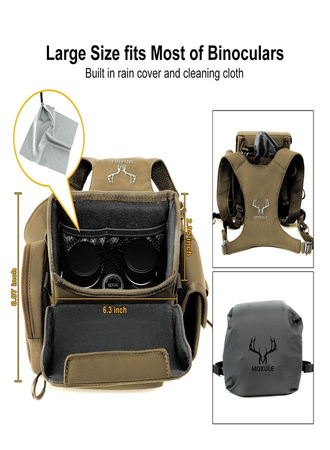 MOXULE Binocular Harness Chest Pack: Bino Case with Rangefinder Pouch and Rain Cover for Hunting Hiking Bird Watching, Wolf Brown, Sporty/Outdoor Users - Image 4