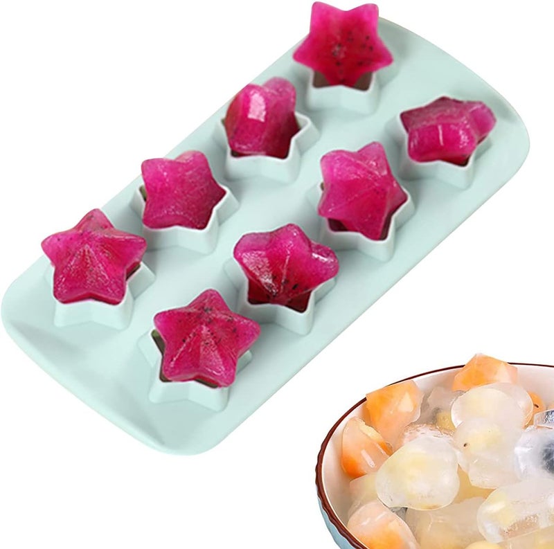 IBAMA Star Shaped Silicone Ice Cube Tray Freeze Mold Maker Tools Club Bar Party Use for Making Jelly Gummy Pudding Candy Ice Cream Chocolate Ice DIY (Green) - Image 1