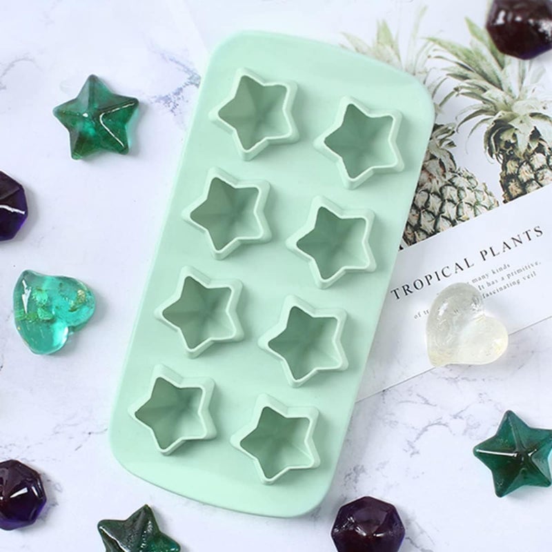 IBAMA Star Shaped Silicone Ice Cube Tray Freeze Mold Maker Tools Club Bar Party Use for Making Jelly Gummy Pudding Candy Ice Cream Chocolate Ice DIY (Green) - Image 2