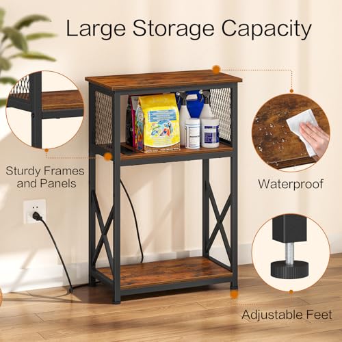 Snughome 10 Gallon Fish Tank Stand with Power Outlets, Aquarium Stand with Storage, 3 Tier Heavy Metal Reptile Tank Stand Fish Tank Shelf 20.47" x 11.42" x 30.91", Rustic Brown - Image 5