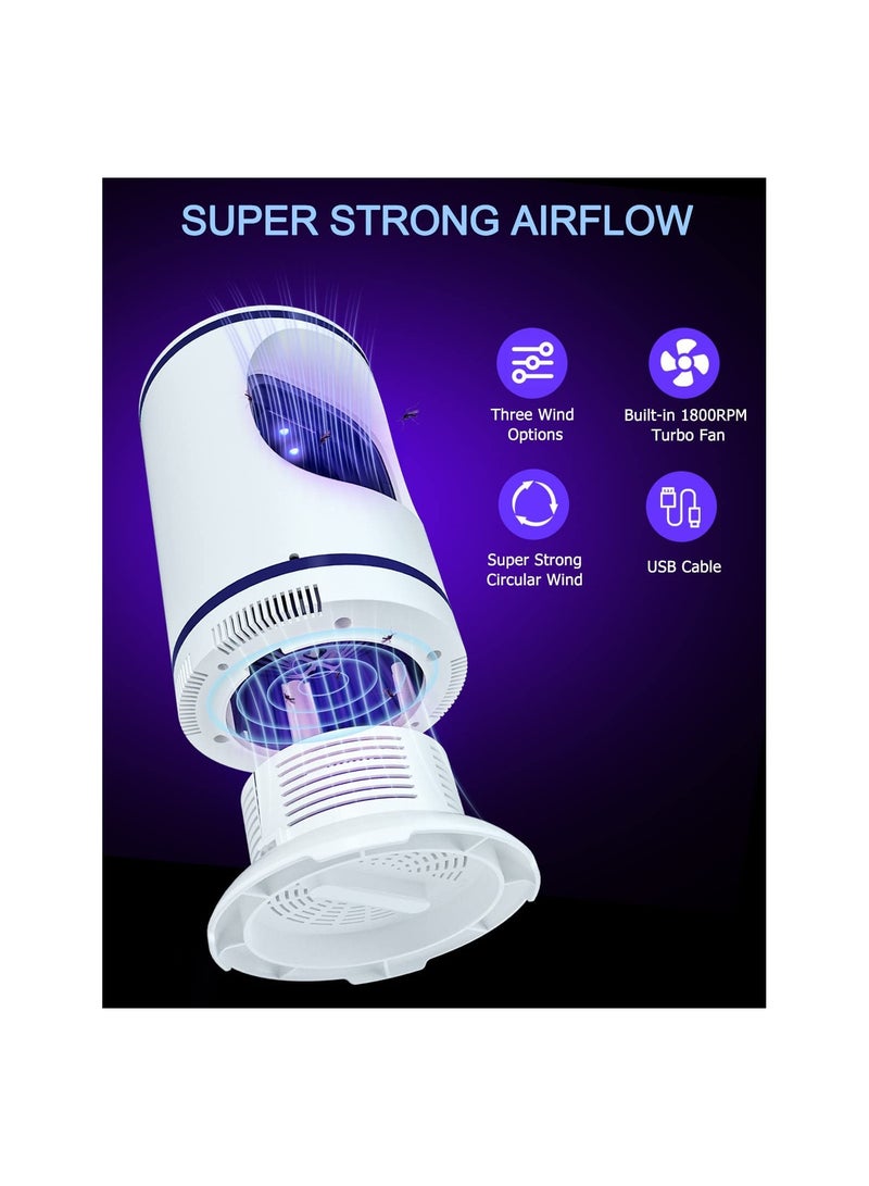 SYOSI Bug Zapper Indoor, Fly Trap, Insect Trap, Quiet Fruit Flies Mosquito Killer Trap, Mosquito Lamp, Electric Mosquito Zapper for Bedroom, Living Room, Office, Kitchen(White) - Image 2