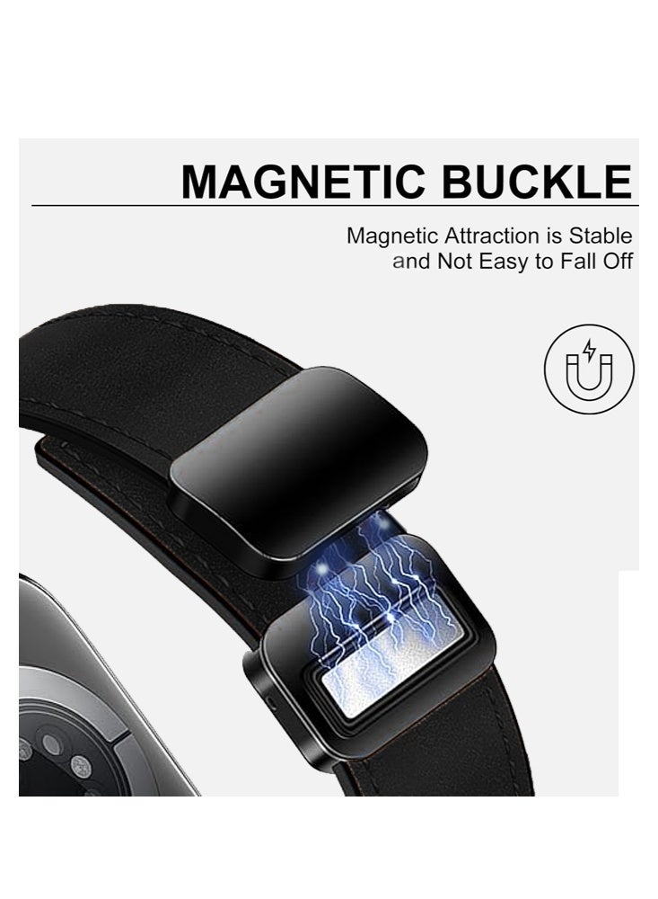 X-level Magnetic Leather Bands Compatible with Apple Watch 49mm 46mm 45mm 44mm for Men Women, Genuine Leather with Magnetic Buckle for iWatch Ultra 1/2 Series SE/10/9/8/7/6/5/4/3 （Black） - Image 4