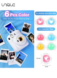 Unique 6 Pcs in a Set - Lens Filters for Instax Mini 12 - 6-Color Close-Up Filters - Fujifilm Camera Lens Accessories - 2 Pcs Hollow Cut Filters and 4 Pcs Full Color Filters  - Image 2