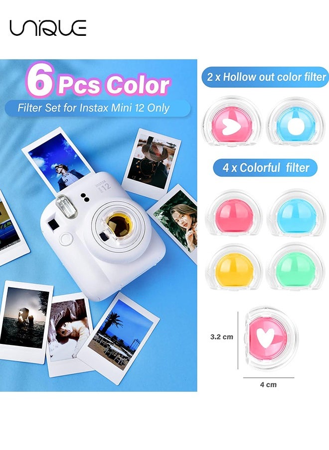 Unique 6 Pcs in a Set - Lens Filters for Instax Mini 12 - 6-Color Close-Up Filters - Fujifilm Camera Lens Accessories - 2 Pcs Hollow Cut Filters and 4 Pcs Full Color Filters  - Image 2