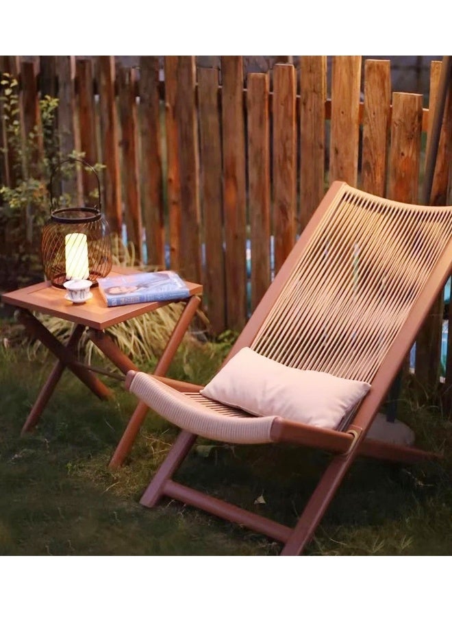 fashionhome Multifunction Folding Chair Long Back Ergonomic Design Outdoor Chair Leisure Chair Portable Reclining Balcony Chair Durable Curved Steel Frame Chair with Detachable Pillow Ideal for Gardens Beaches Pools Living Room 49x80x74 cm - Image 3