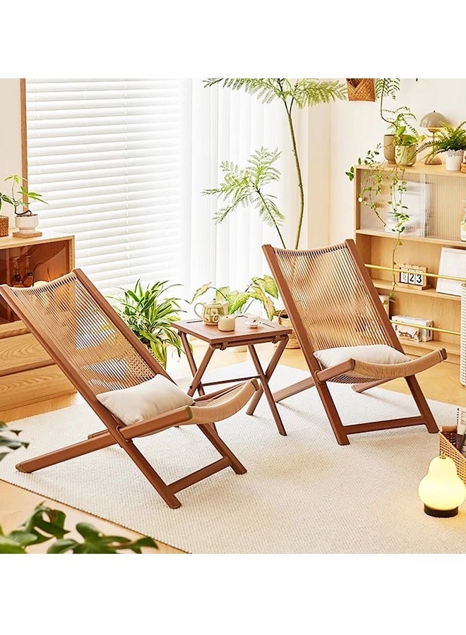 fashionhome Multifunction Folding Chair Long Back Ergonomic Design Outdoor Chair Leisure Chair Portable Reclining Balcony Chair Durable Curved Steel Frame Chair with Detachable Pillow Ideal for Gardens Beaches Pools Living Room 49x80x74 cm - Image 4