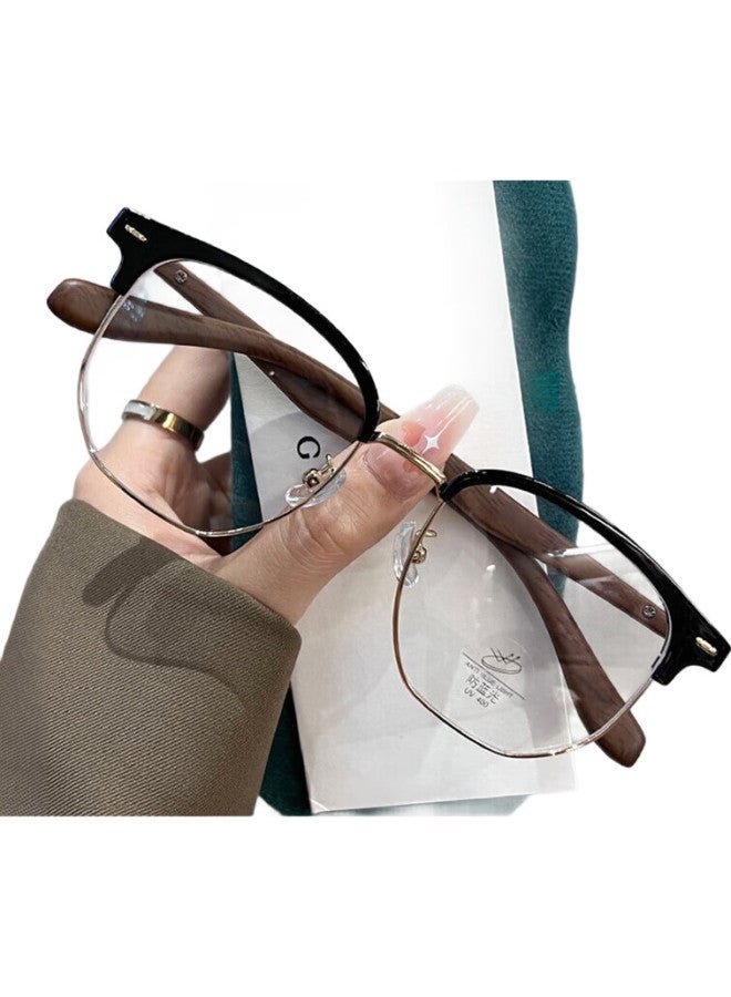 Boshide Blue Light Blocking Glasses Radiation Protection Glasses Plain Female Myopia Glasses Male Black Gold 100 Degrees - Image 2