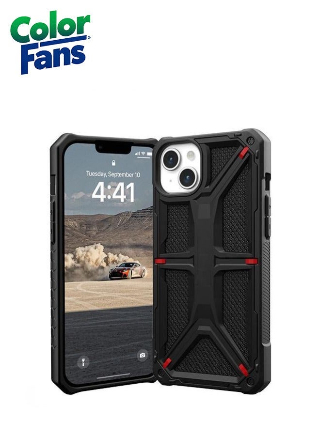 Color Fans Apple iPhone 13 Case,Monarch Kevlar® Rugged Heavy Duty Dropproof Protective Cover - Black - Image 1