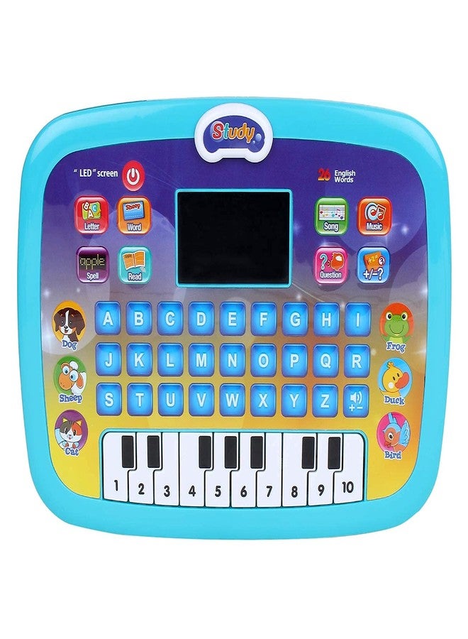 PULSBERY كمبيوتر محمول تعليمي للأطفال من بولسبري - تصميم كرتوني لتعليم الحروف والأرقام، مناسب للأطفال الصغار من عمر 3 سنوات فما فوق، مزود بإضاءة وصوت، بألوان متعددة. - Image 4