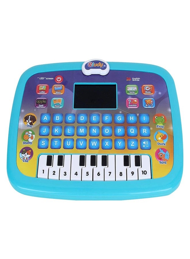 PULSBERY كمبيوتر محمول تعليمي للأطفال من بولسبري - تصميم كرتوني لتعليم الحروف والأرقام، مناسب للأطفال الصغار من عمر 3 سنوات فما فوق، مزود بإضاءة وصوت، بألوان متعددة. - Image 2