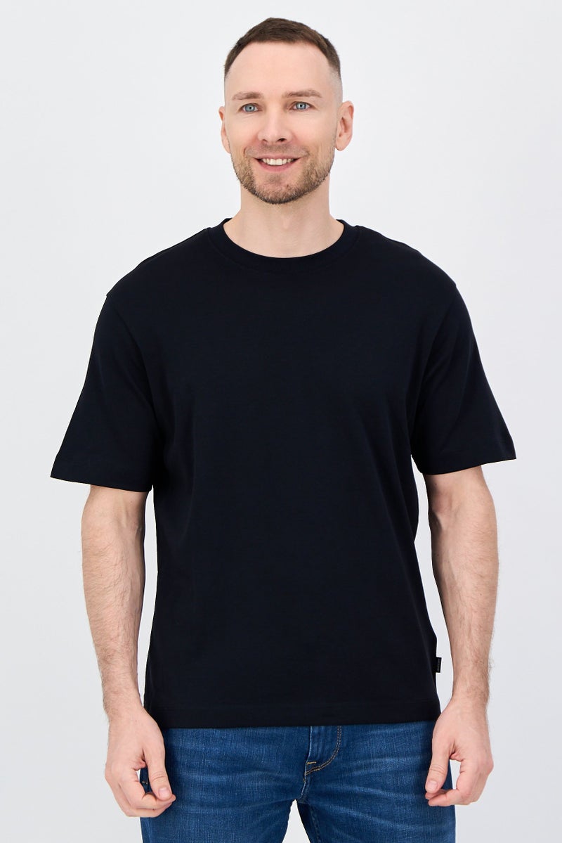 JACK & JONES Men Crew Neck Short Sleeves Plain T-Shirt, Black - Image 1