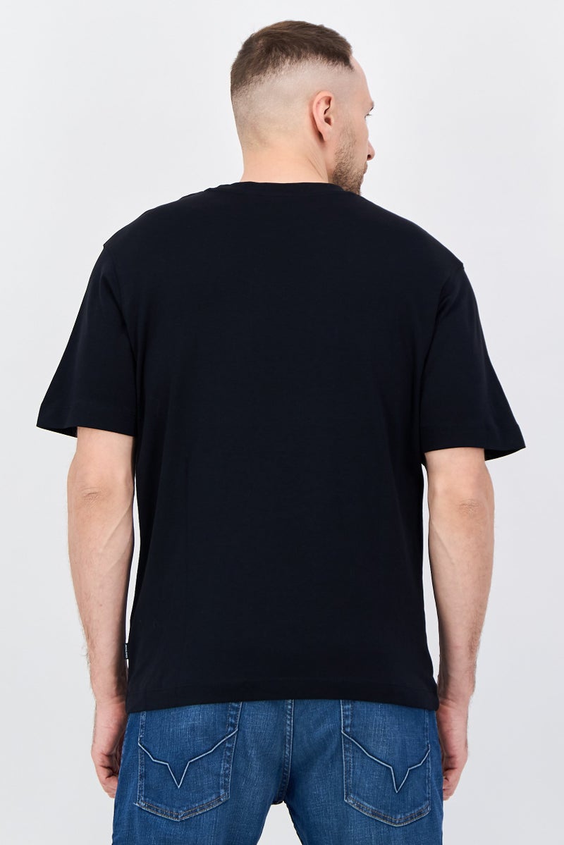 JACK & JONES Men Crew Neck Short Sleeves Plain T-Shirt, Black - Image 3