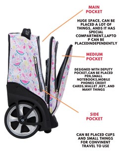 Wires 3 Piece Kids School Trolley Bag laptop compartment Big Wheels With Lunch bag & Pencil Case  - Image 4
