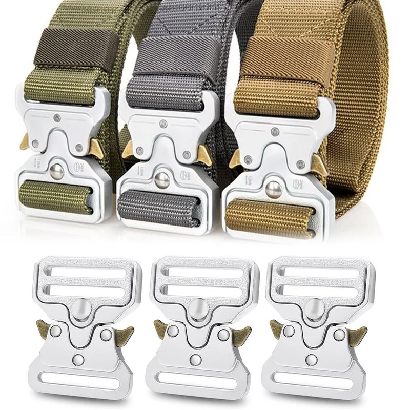 3PCS Tactical Heavy Duty Metal Belt Buckles Strap Clips for Backpack Dog Collar Harness Keychain Luggage Replacement Silver - Image 1