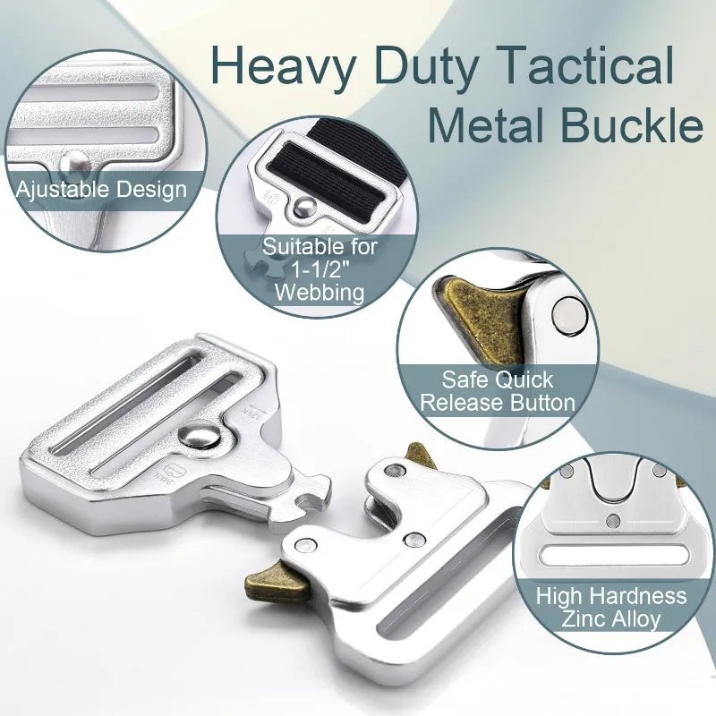 3PCS Tactical Heavy Duty Metal Belt Buckles Strap Clips for Backpack Dog Collar Harness Keychain Luggage Replacement Silver - Image 2