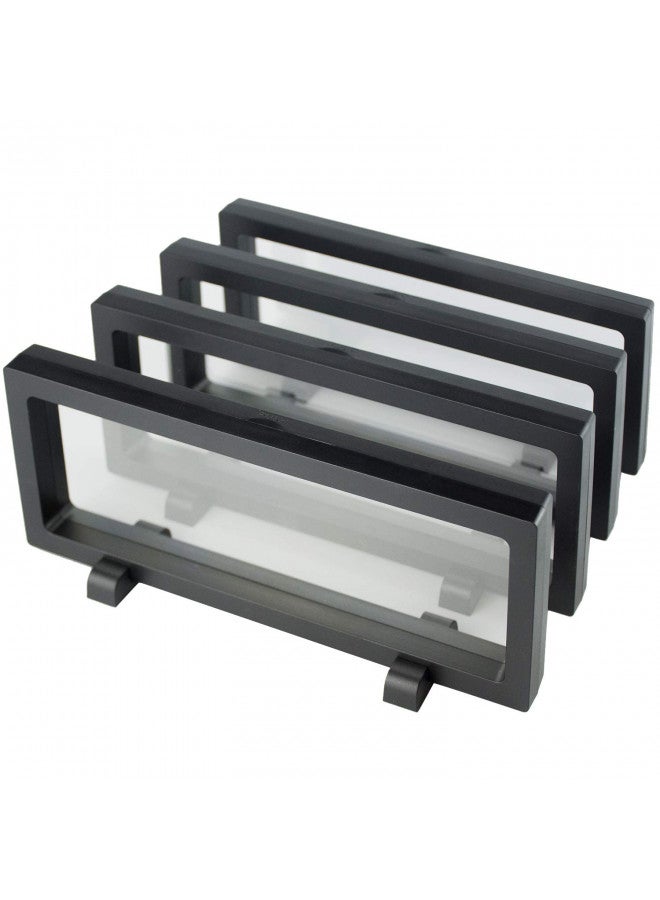 WISHDIAM 3D Floating Frame Display Case Holder Stands Holder Suspension Frame for Challenge Coin,AA Medallion,Chip,Pin,Medal,Black (9.1x3.5x1.6 inch, 4PCS) - Image 1