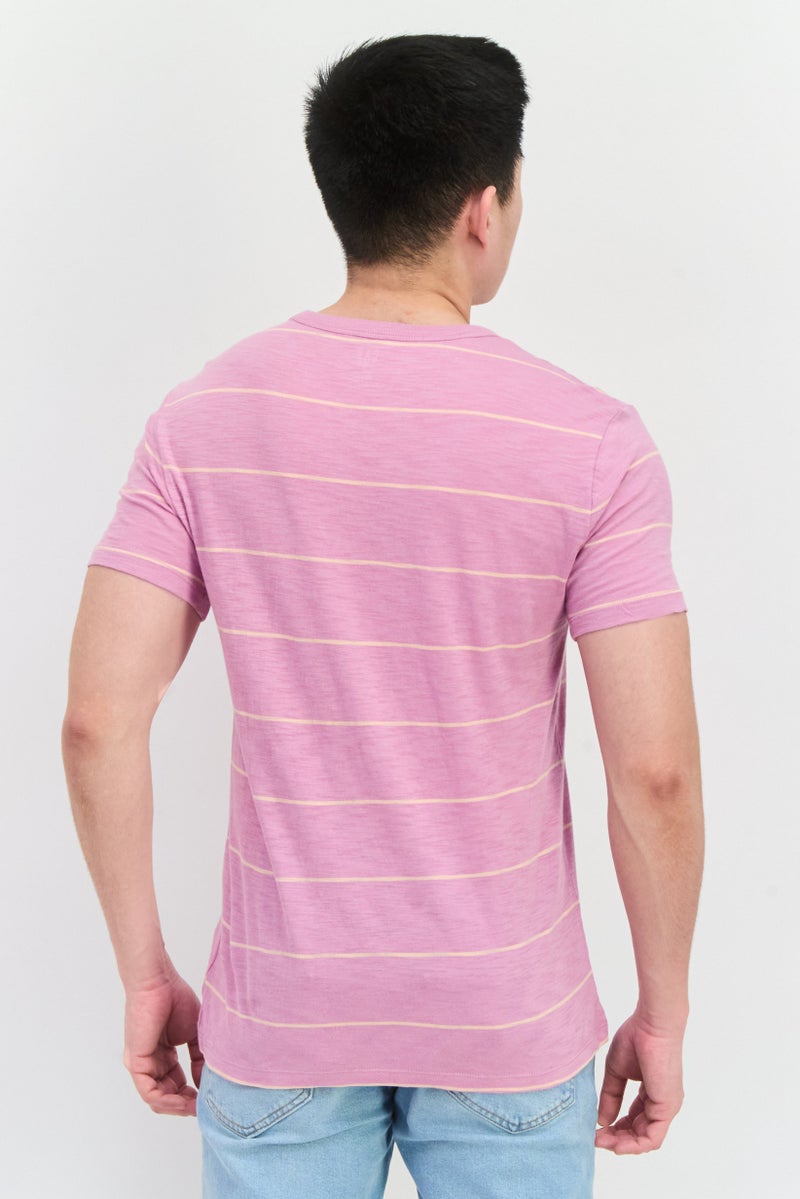 GAP Men Crew Neck Short Sleeves Stripe T-Shirt, Lilac - Image 3
