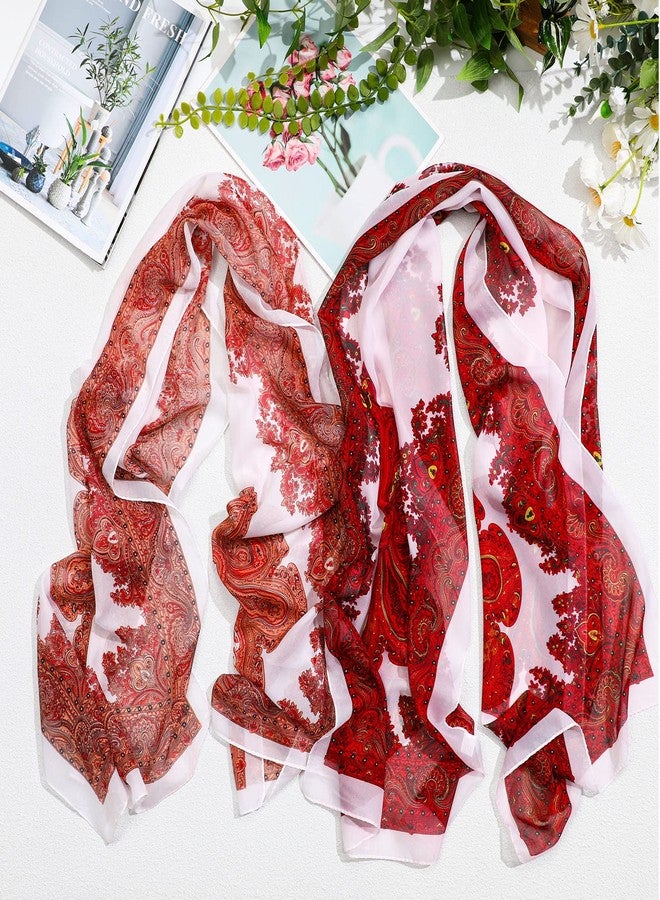 Sureio 6 Pcs Scarves for Women Lightweight Summer Floral Print Pattern Scarf for Women Dressy Long Thin Scarf Shawl(Classic Style) - Image 5